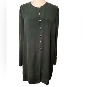 Due Per Due 100% Silk Green Jacket Size Medium